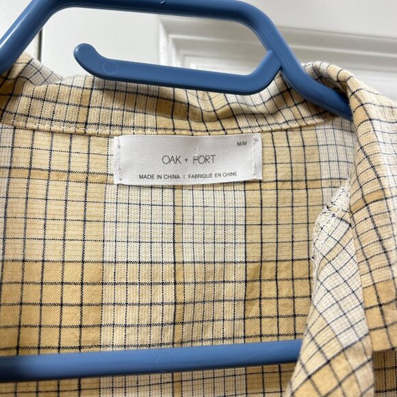 OAK + FORT Plaid Short Sleeve Button Up Top - Size M - Picture 3 of 8